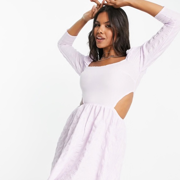 Missguided crinkle dress with side cut outs in lilac - Picture 4 of 13